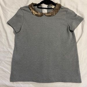 Club Monaco sequin collar shirt